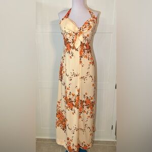 Vintage 70’s Halter V-Neck long dress with Jacket